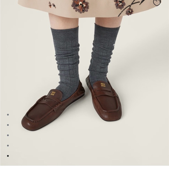 Miu Miu Loafer Brown Ruches nappa leather loafers size 37 boat shoe - Picture 5 of 10